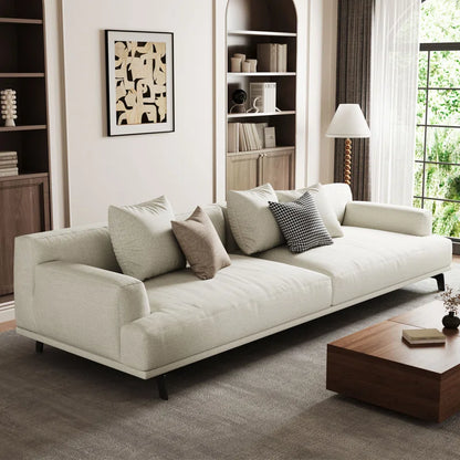 Reve Four-Seater Cotton and Linen Sofa with Pillows