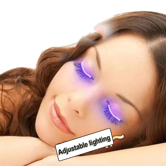 LED Luminous Eyelash lightliner with Six Types of Flashing Fake Eyelash Night Lights, False Eyelashes Non Grafting Halloween (1 Pair Colorful)