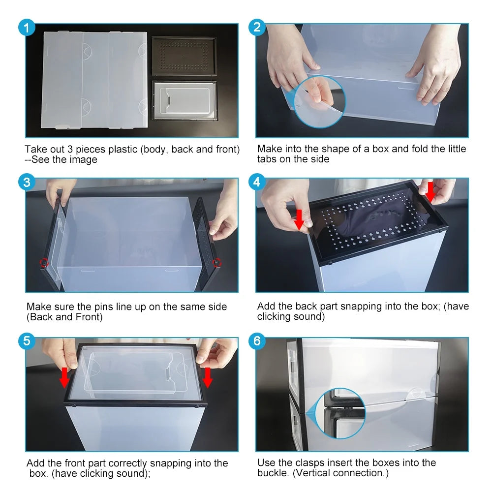 Clear Shoe Ogranizer for Closet,Shoes Boxes Bins Stackable,Folding Shoe Sneaker Containers Storage Box Rack with Lids 12 Pack