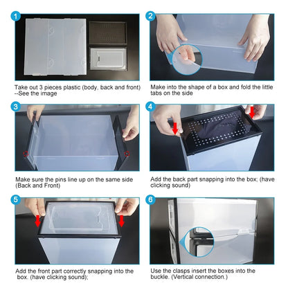 Clear Shoe Ogranizer for Closet,Shoes Boxes Bins Stackable,Folding Shoe Sneaker Containers Storage Box Rack with Lids 12 Pack