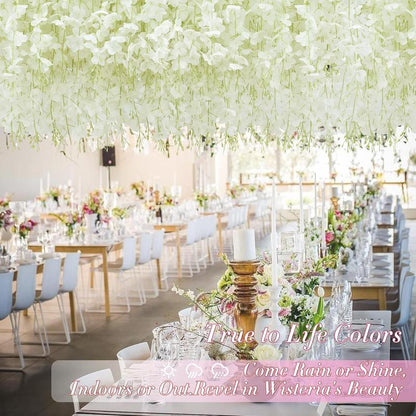 24 Pack Artificial Wisteria Vine Rattan Hanging Garland Silk Flowers String Home Party Wedding Decor Arch Party Garden Home Backdrop Decor
