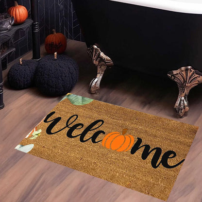 Pumpkin Area Rug Bright Pumpkin Floor Mats Slip Resistants Earth Floor Mats for Front Door Bathroom Kitchen Room 19.67×31.49In