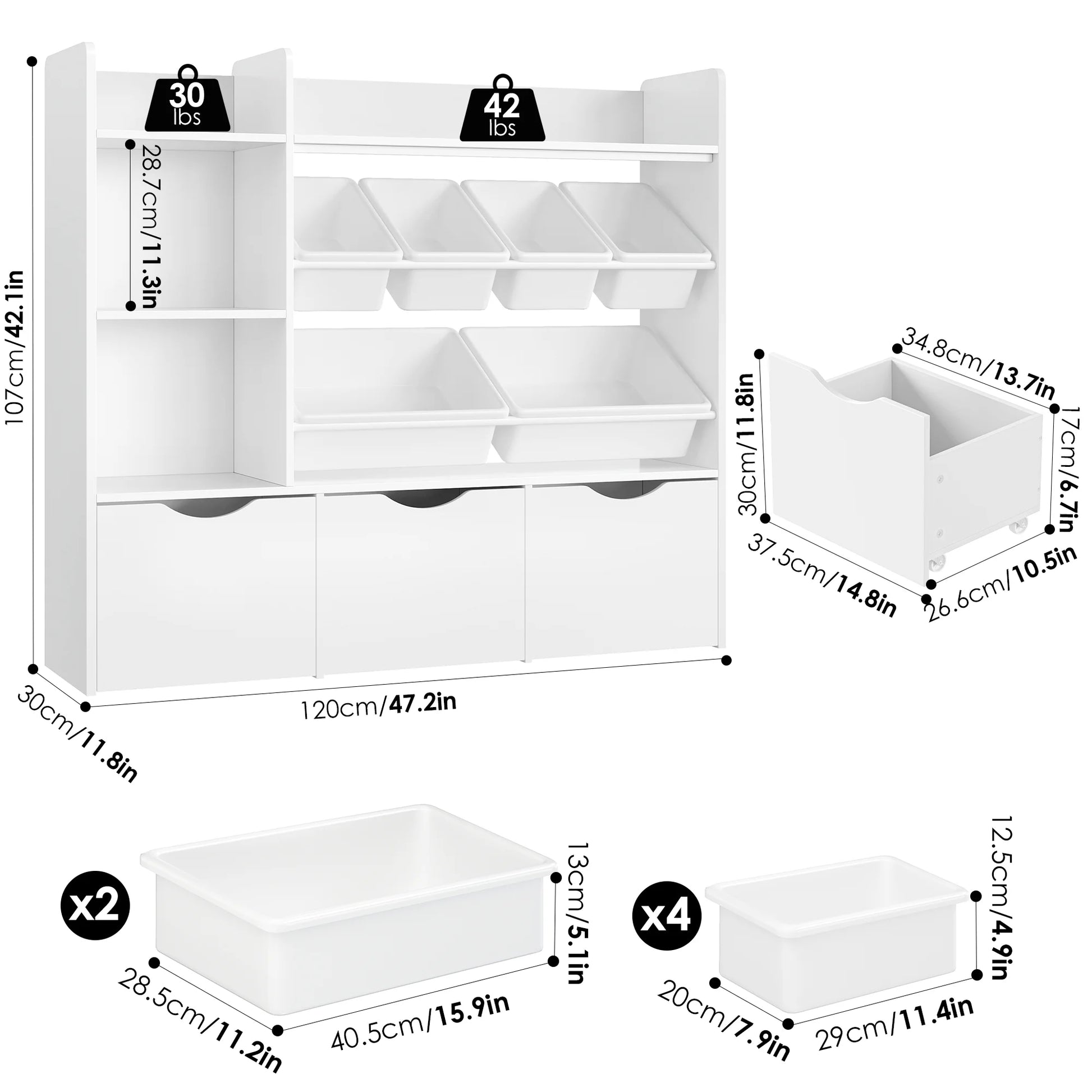 Kids Bookcase with 6 Storage Bins, Multi-Purpose Toy Organizers Bookshelf with 3 Drawers for Bedroom Nursery Playroom, White