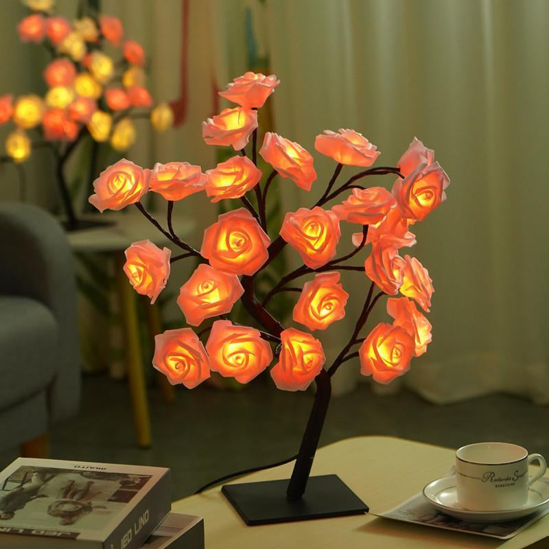 Enchanting Rose Flower Design Night Light - USB Powered Table Lamp for Bedroom & Holiday Decor, Perfect Valentine's Day Gift!