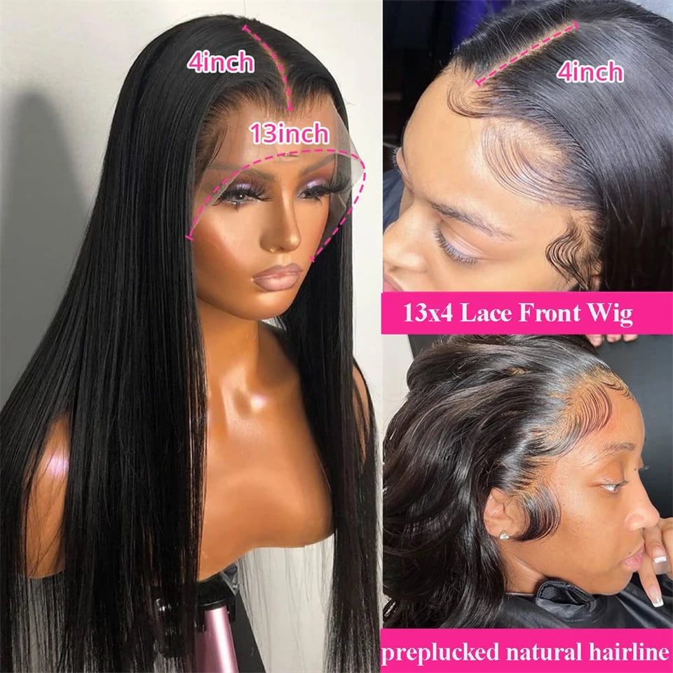 Human Hair Wigs Transparent Lace Front Brazilian Straight Glueless 360 Human Hair Lace Frontal Wigs
