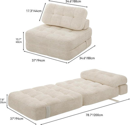 2-in-1 Foldable Sofa Bed - Ultra Comfy Chair Bed with Pillow & Support, Perfect Space Saver for Living Room & Guest Rooms