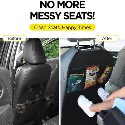 600D Oxford Waterproof Kick Mats Backseat Protector from Dirt Mud Scratches Car Back Seat Cover for Kids with Storage Organizers
