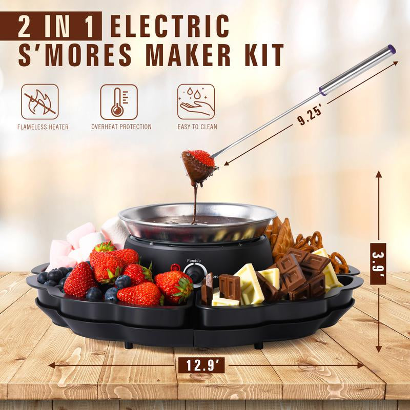 Ultimate 2-In-1 Electric S'Mores Maker & Chocolate Hot Pot - Perfect for Movie Nights & Housewarming Gifts!
