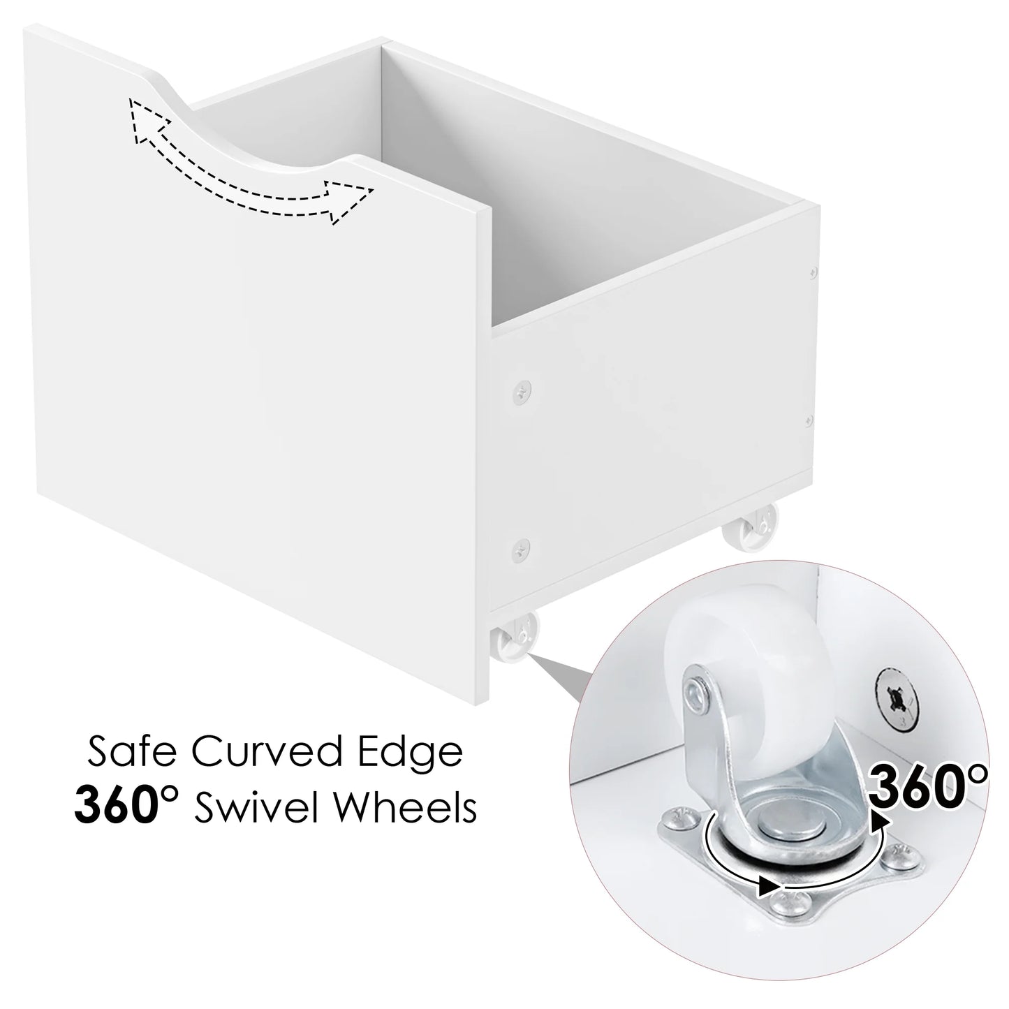 Kids Bookcase with 6 Storage Bins, Multi-Purpose Toy Organizers Bookshelf with 3 Drawers for Bedroom Nursery Playroom, White