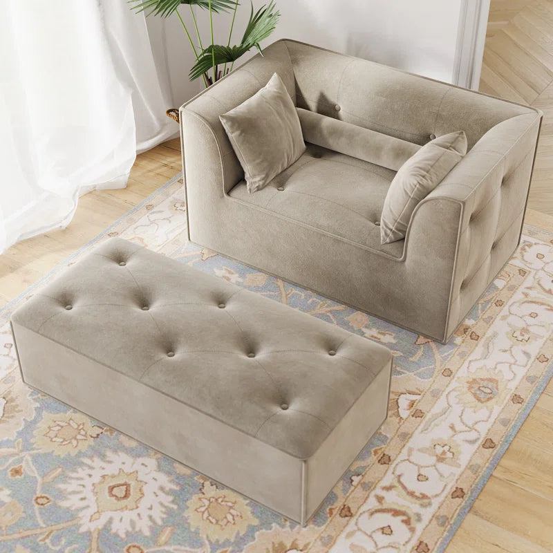 Modern Sofa with Removable Ottoman and Pillows