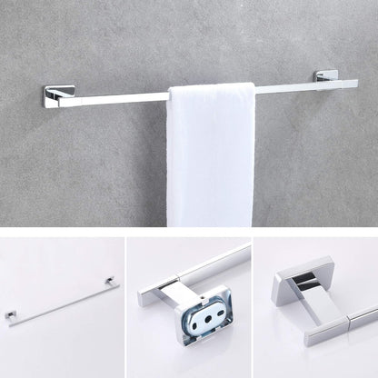 4 Piece Bathroom Hardware Accessories Set,Chrome Stainless Steel Towel Bar Sets Wall Mounted - Includes 16" Towel Bar, Square Towel Ring, Toilet Paper Holder, Robe Towel Hook