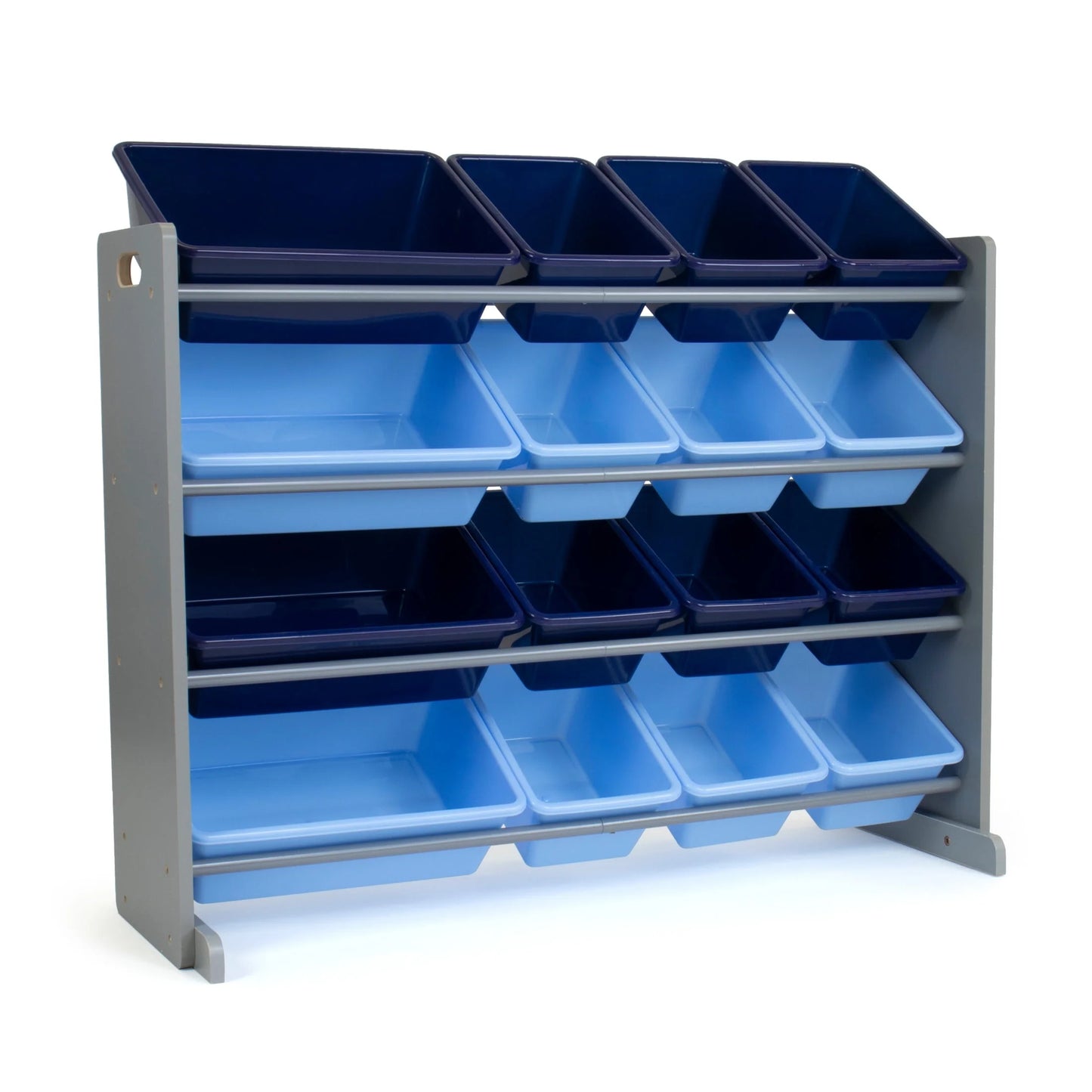 Kids Toy Storage Organizer with 16 Plastic Storage Bins, Grey/Blue