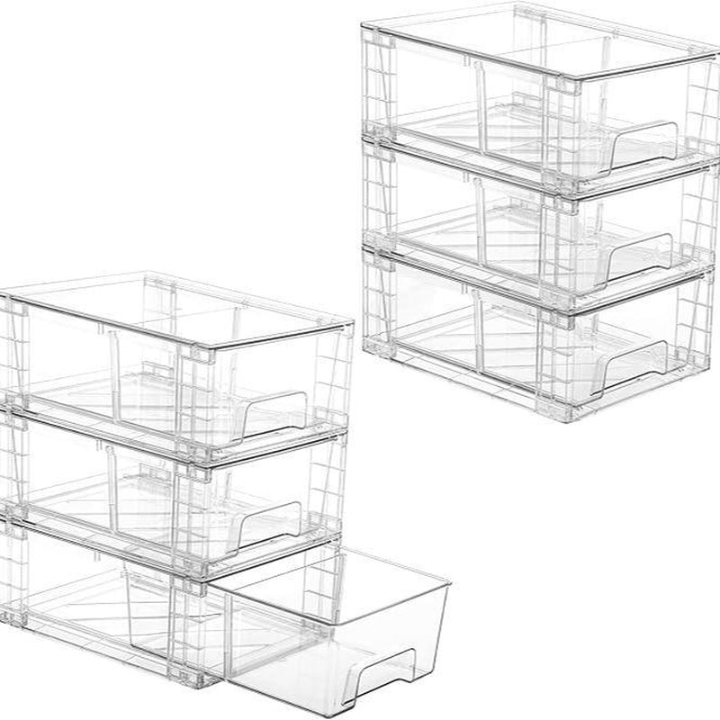 Transparent Stackable Drawer Organizer with Handles for Bathroom Kitchen Pantry under Sink Cabinet Closet Makeup Multifunctional Storage Solution 5-10Kg Capacity, 3-Tier Metal Rolling Cart with Wheels Pink