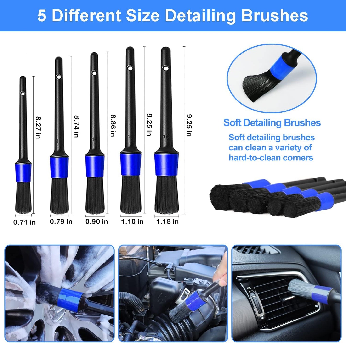 Car Wash Brush Kit Mitt Mop Sponge with Long 62'' Handle, 1 Chenille Scratch-Free Replacement Head, Windshield Window Squeegee,Car Duster,Car Detailing Brushes,Tower,Car Cleaning Kit for Cars RV Truck