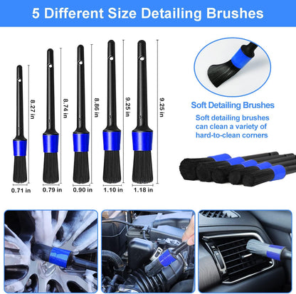 Car Wash Brush Kit Mitt Mop Sponge with Long 62'' Handle, 1 Chenille Scratch-Free Replacement Head, Windshield Window Squeegee,Car Duster,Car Detailing Brushes,Tower,Car Cleaning Kit for Cars RV Truck