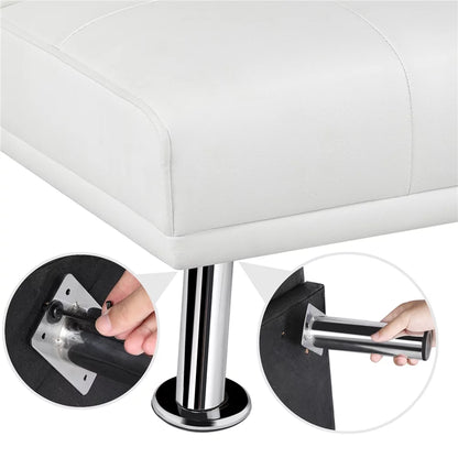 Luxurygoods Modern Faux Leather Futon with Cupholders and Pillows, White