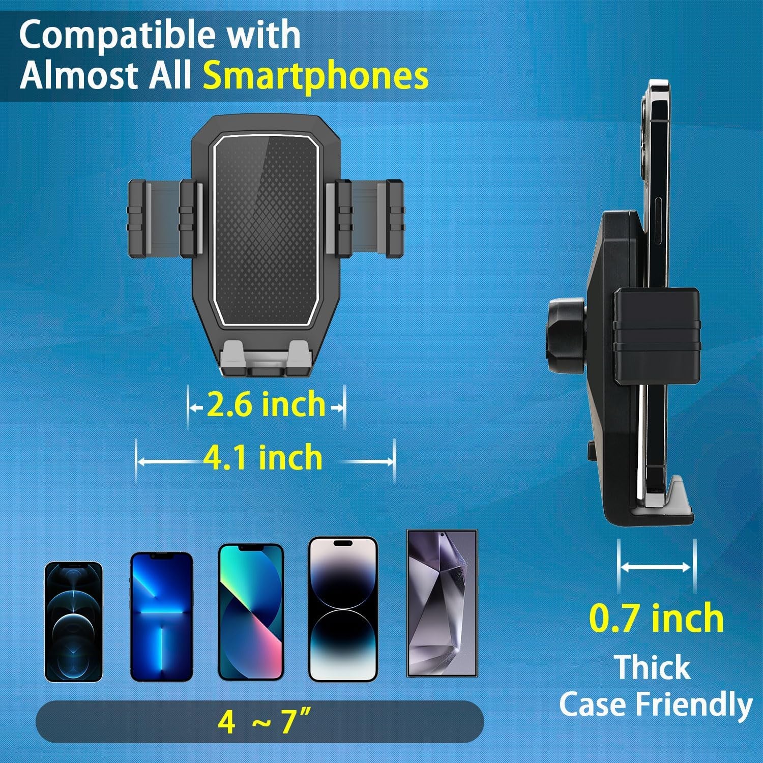Phone Mount for Truck, Truck Phone Holder Mount Heavy Duty, Dashboard Windshield Phone Holder for Semi Truck, Suction Cup Phone Mount for Truck Accessories, Compatible with Iphone/Samsung