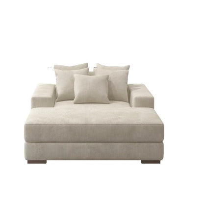 Braidon 59" Wide Upholstered Corduroy Sofa Couch with 5 Pillows