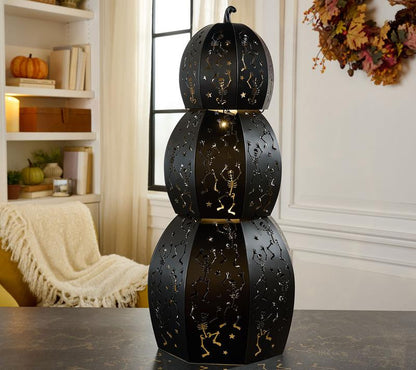 Lit Metal Stackable Skeleton Pumpin Set of 3!  Home Reflections 
