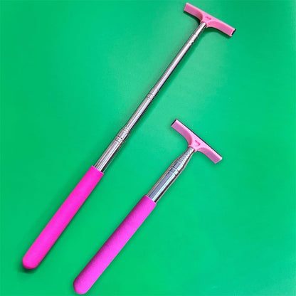 Car Rearview Mirror Wiper, Retractable Auto Glass Squeegee, Water Cleaner with Telescopic Long Rod, Portable Cleaning Tool for All Vehicles, Universal Automotive Accessories (Pink)
