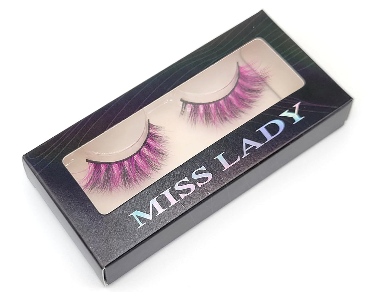 Colored Lashes 3D Real Mink Black and Pink Eyelashes Strips (M3D-318, 15Mm, 1 Pair)
