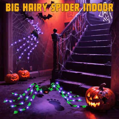 2 Giant LED 5Ft Spiders!  Light up Spider, Halloween Decorations Outdoor, 2 Pack Scary Large Halloween Spider Decor for Home Party Favor Yard Decor