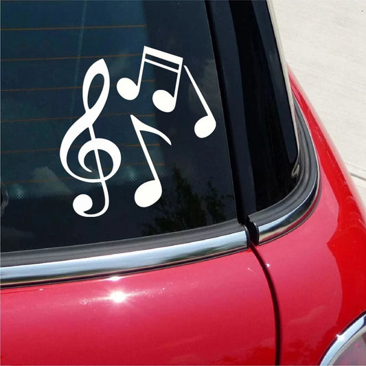 Car Stickers Treble Clef and Music Score Funny PVC Car Decoration Accessories Stickers Creative Waterproof Black/White,17Cm*15Cm