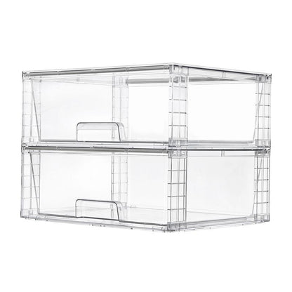 Transparent Stackable Drawer Organizer with Handles for Bathroom Kitchen Pantry under Sink Cabinet Closet Makeup Multifunctional Storage Solution 5-10Kg Capacity, 3-Tier Metal Rolling Cart with Wheels Pink