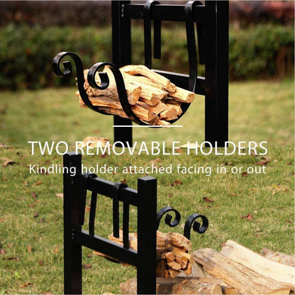 33 In. Heavy-Duty Indoor/Outdoor Firewood Rack with Kindling Holder
