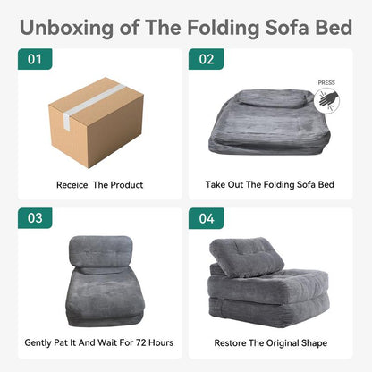 2-in-1 Foldable Sofa Bed - Ultra Comfy Chair Bed with Pillow & Support, Perfect Space Saver for Living Room & Guest Rooms