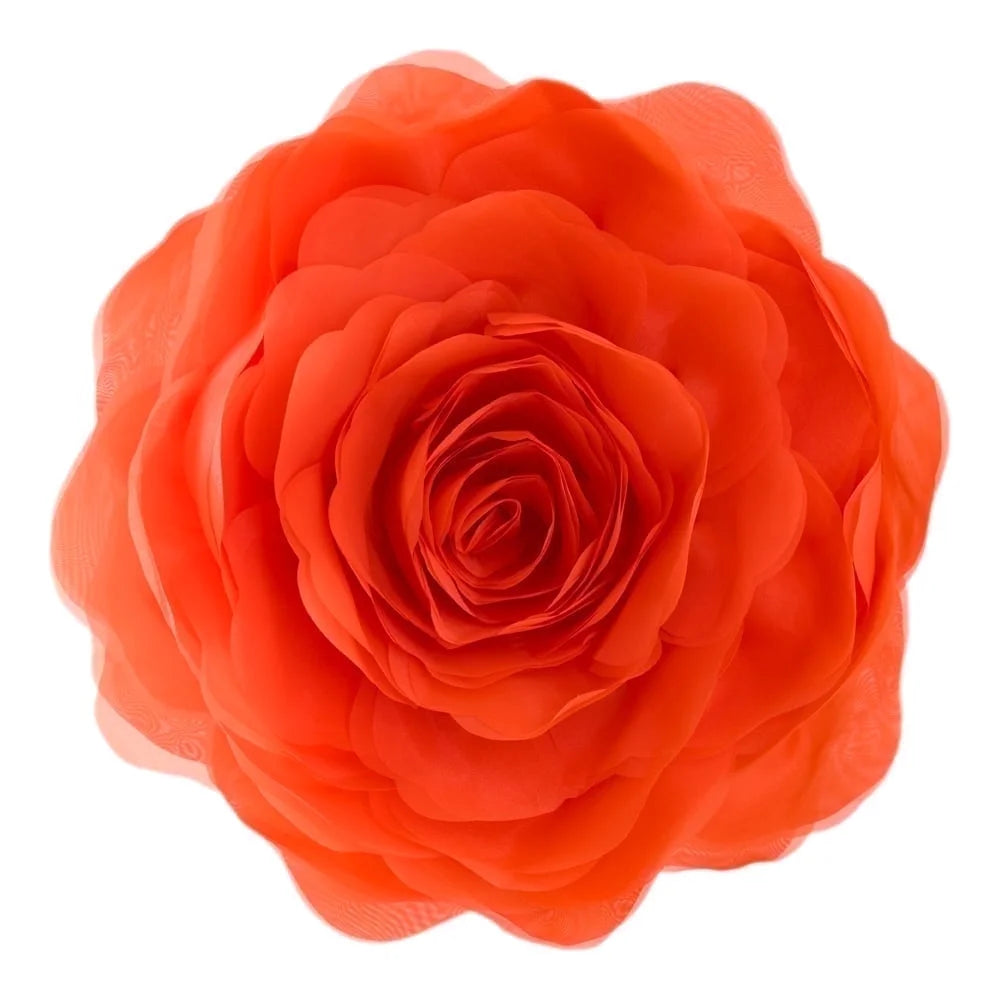 3D Handmade Unique Soft round Gauze Accent Pillows for Home Decoration in 12 Inch Orange Red