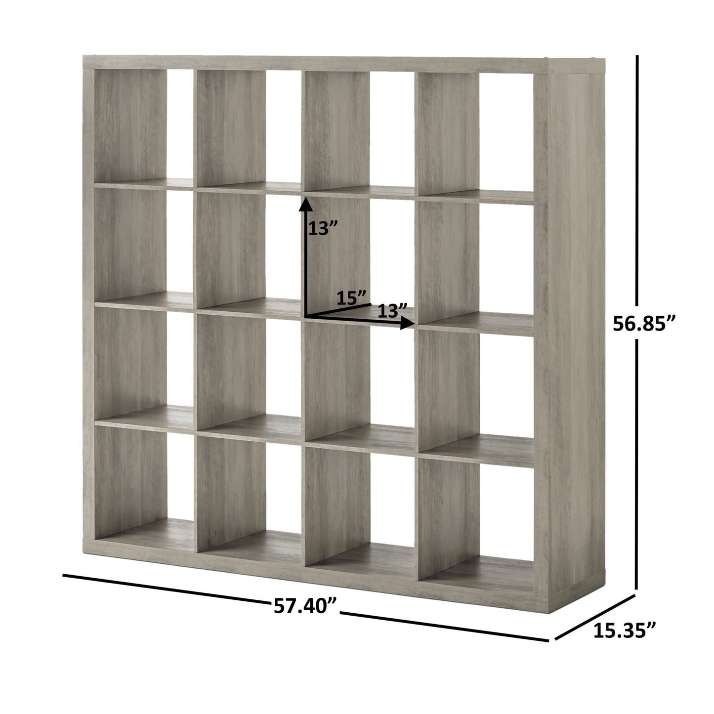 16 Cube Storage Organizer, Rustic Gray