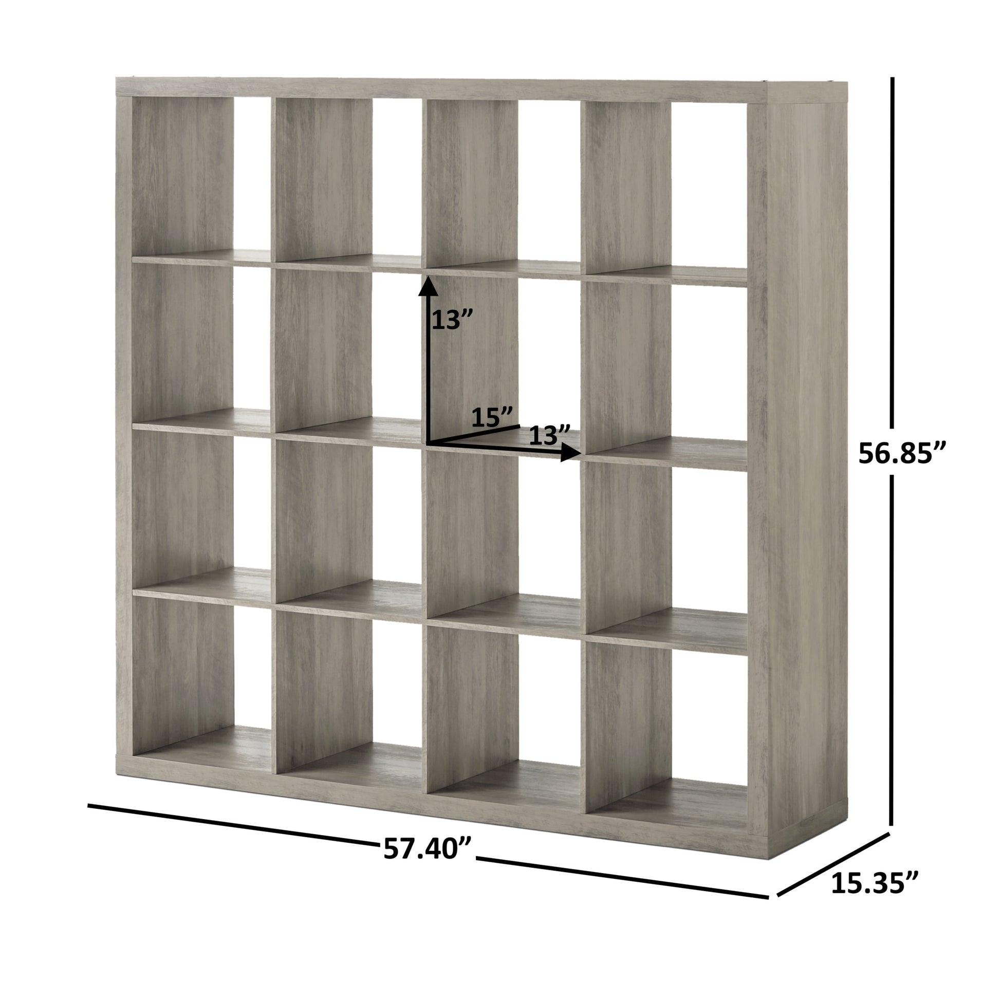 16 Cube Storage Organizer, Rustic Gray
