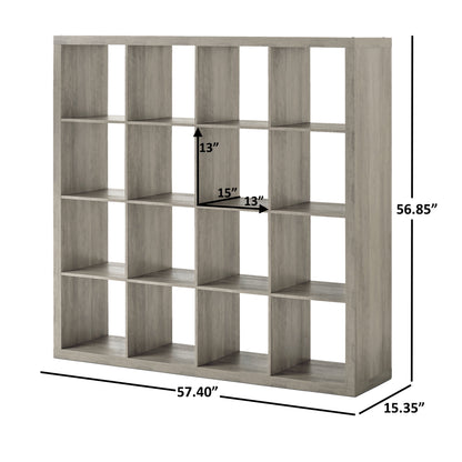 16 Cube Storage Organizer, Rustic Gray