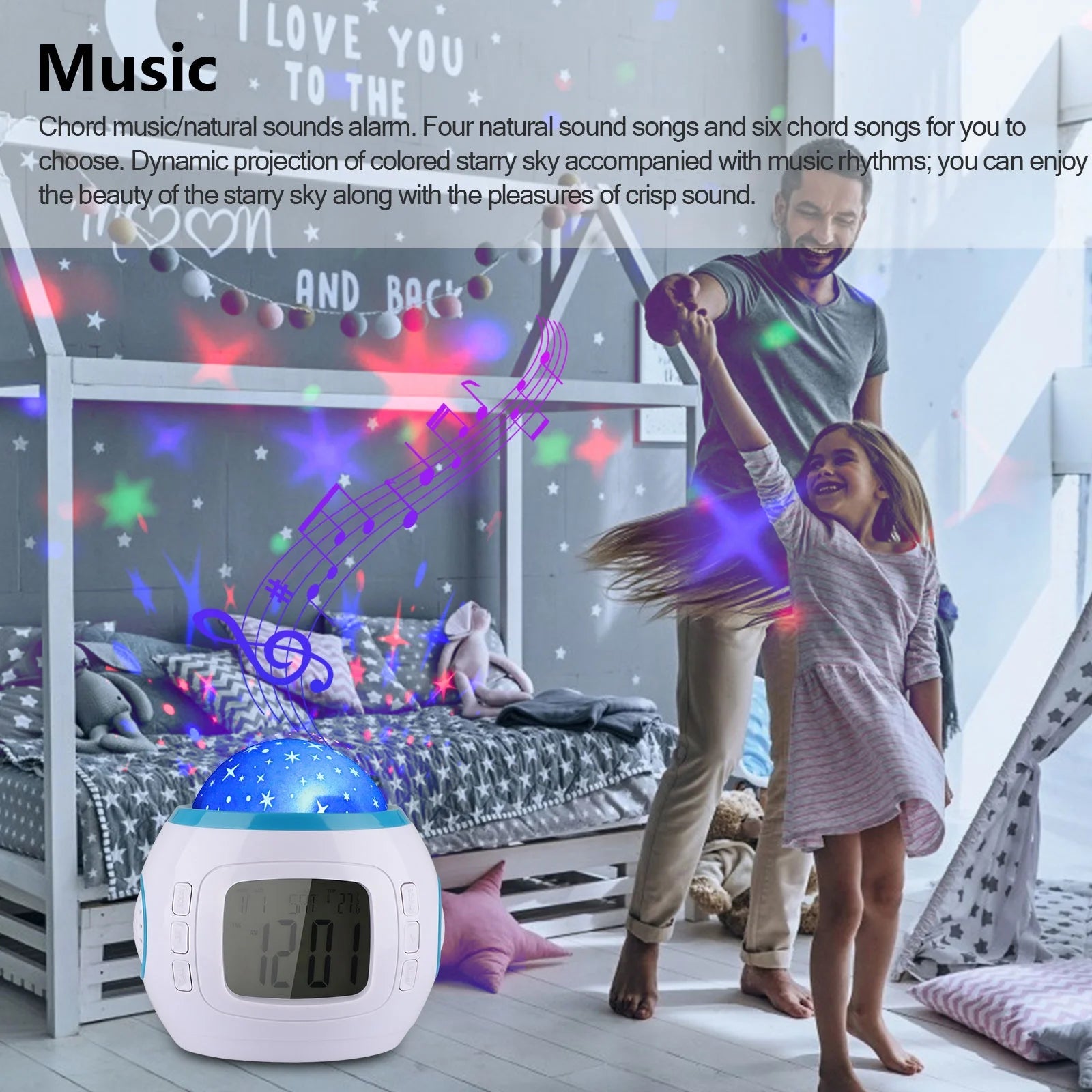Alarm Clock,  Sleep Clock Starry Sky Night Light Star Projection Clock Music Digital Clock