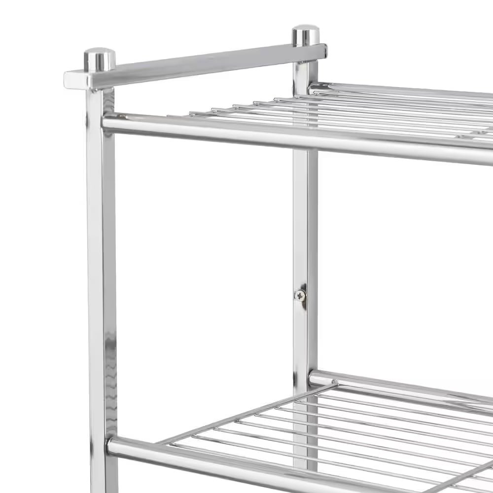2-Tier Wall Mounted Shelf with 2 Towel Bars in Chrome 17.62 In. 