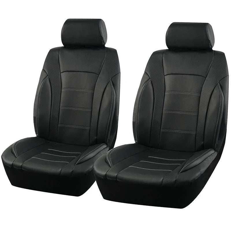 Black Universal Car Seat Covers Leather Splicing Carbon Fiber Car Accessories Interior Seat Protector Cushion Luxury