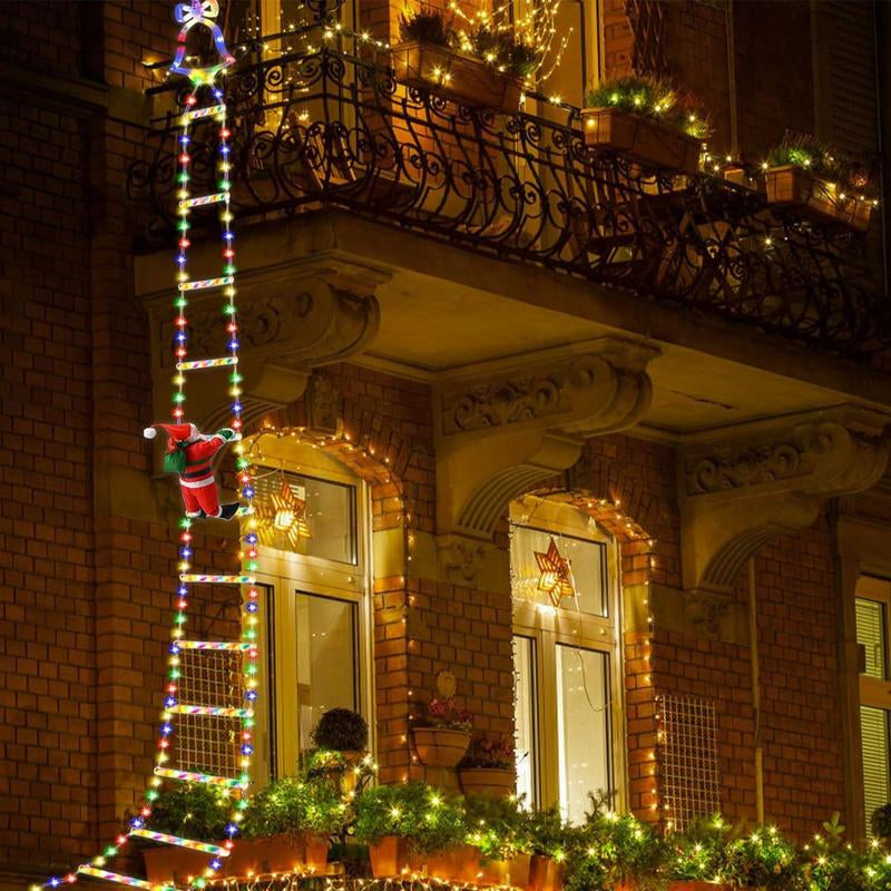 Christmas Santa Climbing Stairs Light, 8 Flashing Modes, Outdoor Indoor Holiday Party Decoration, Festive Christmas Decor, Party Decoration Supplies