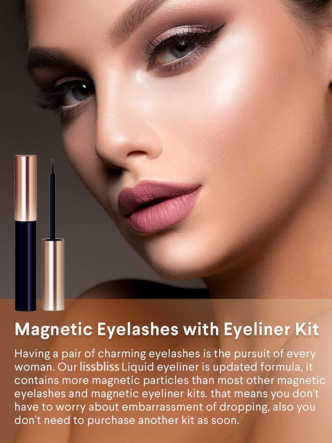 Magnetic Eyelashes with Eyeliner - Magnetic Eyeliner and Lashes Kit, 5D Faux Mink Lashes,Eyelashes Natural Look Reusable False Lashes (5 Pairs)