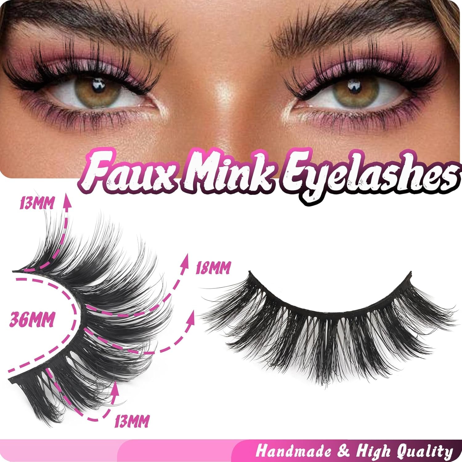 Lashes Fluffy Wispy Faux Mink Eyelashes Criss-Cross False Lashes 10 Pairs Pack Fake Eyelashes for Women (3D07)
