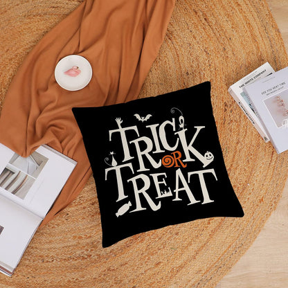 Halloween Pillow Covers Set of 4 Trick or Treat Decorative Throw Pillows Cover 18X18 Black Spider Webs Pillow Cases Home Outdoor Sofa Couch Cushion Covers for Halloween Decor (18 by 18)