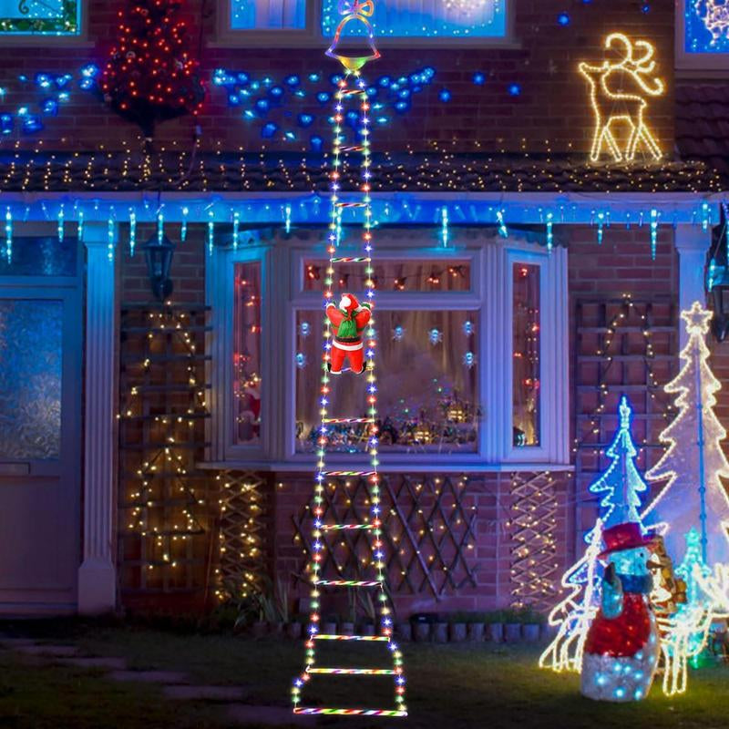 Christmas Santa Climbing Stairs Light, 8 Flashing Modes, Outdoor Indoor Holiday Party Decoration, Festive Christmas Decor, Party Decoration Supplies