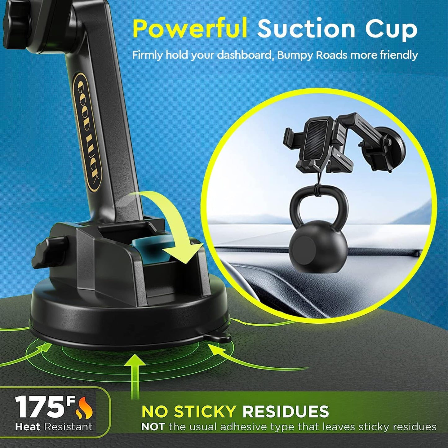 Phone Mount for Truck, Truck Phone Holder Mount Heavy Duty, Dashboard Windshield Phone Holder for Semi Truck, Suction Cup Phone Mount for Truck Accessories, Compatible with Iphone/Samsung