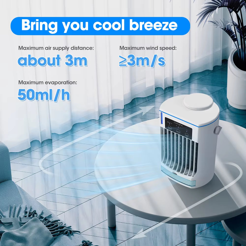Mini Air Conditioner Air Cooler Fan Portable Water Cooling Fan Mobile Air Conditioning Fan for Room Office Cars