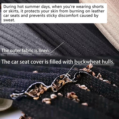 Car Seat Covers, Cloth Cars Seat Covers, Universal Fabric Car Seat Covers, Front Seats Only Air Bag Compatible, Cooling Car Seat Protector, Buckwheat Hull Breathable Comfortable Ventilated, Black