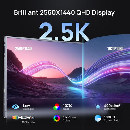 16.1" 2.5K 180Hz Portable Gaming Monitor 106% Srgb 2560X1600 QHD 1080P Ultra Slim External Second Screen for Laptop PC PS5 Mac Xbox with Built-In Kickstand & Dual Speakers