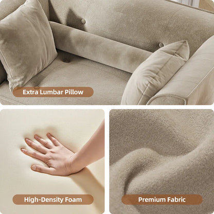 Modern Sofa with Removable Ottoman and Pillows