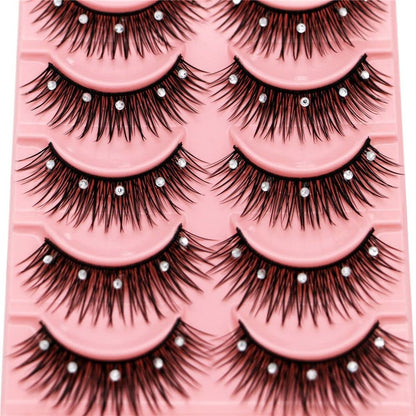 Diamond False Eyelashes, Thick Long Eye Lashes, Eye Extension, Rhinestone Fuffy Thick Long Eye Lashes Dramatic Volume 2 Boxes(20Pcs)
