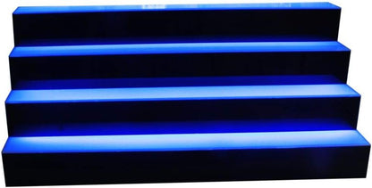 31 Inch 4 Step LED Lighted Liquor Bottle Display Illuminated Liquor Bottle Bar Display Stand LED Display Shelf 4 Tier Home Commercial Bar Drinks Lighting Shelves with Remote Control