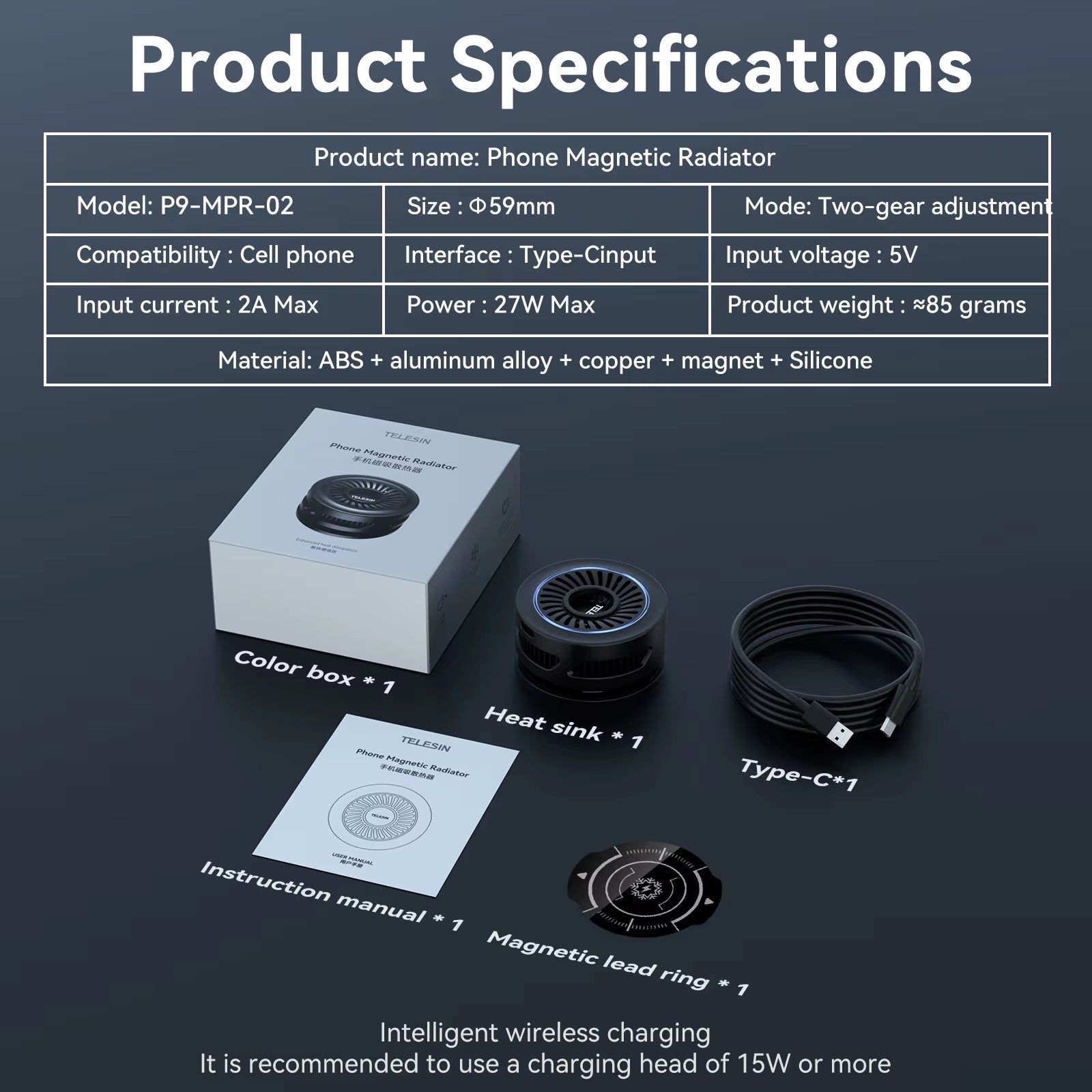 Magnetic Mobile Phone Radiator Cooler Cooling Fan Heat Sink for Cellphones Tablets Cooler for Live Streaming Gamming